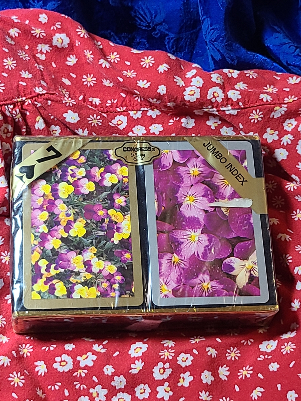 Playing Cards - Floral Jumbo Index (Purple & Yellow) Nwt